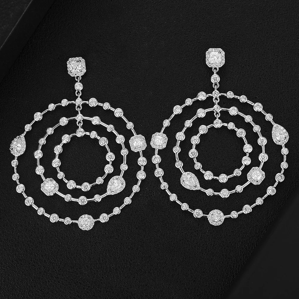 Lucky Circle Necklace Jewelry for Women Wedding Party Full Cubic Zircon Dubai Bridal Jewelry Gift