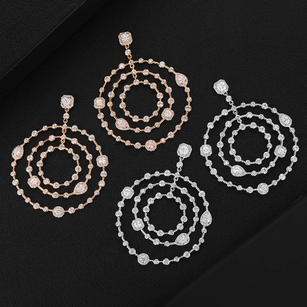 Lucky Circle Necklace Jewelry for Women Wedding Party Full Cubic Zircon Dubai Bridal Jewelry Gift