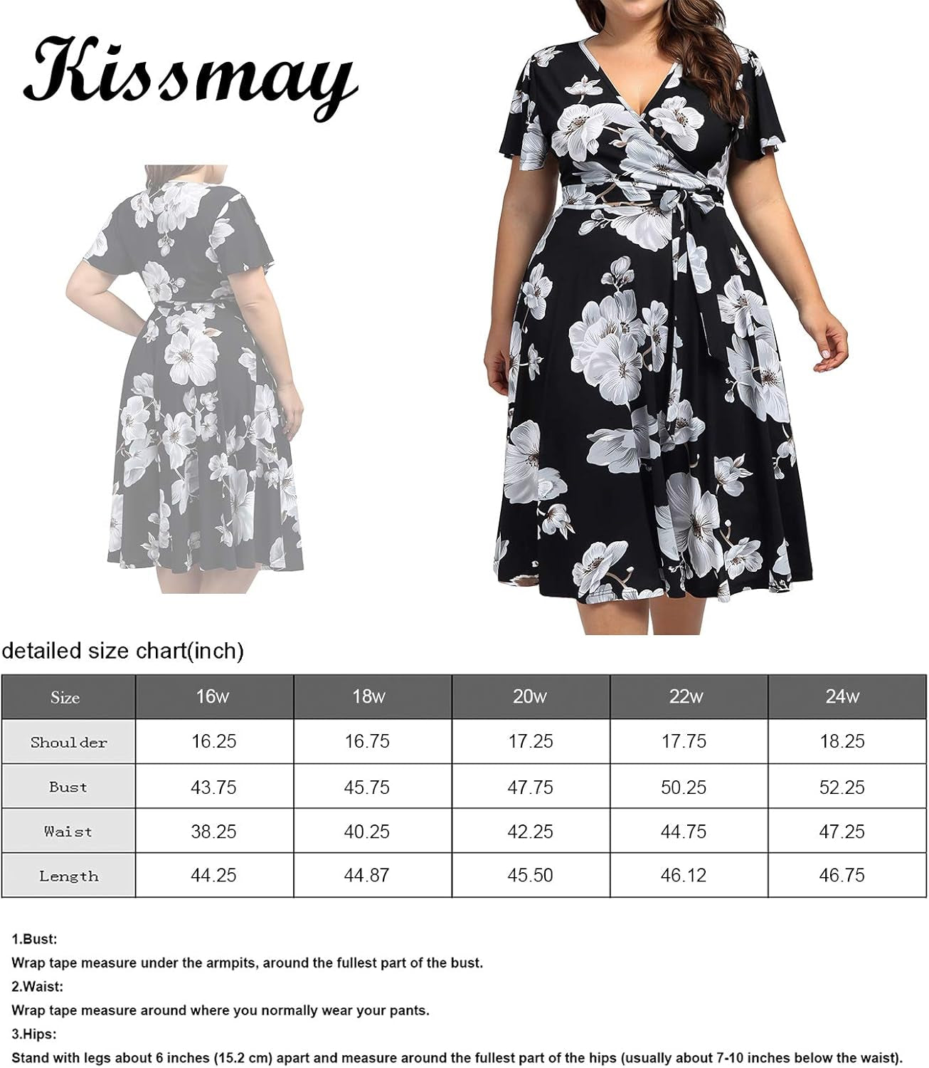 Plus Size Women's V-Neck Floral Midi Dress with Pockets for Cocktail Parties