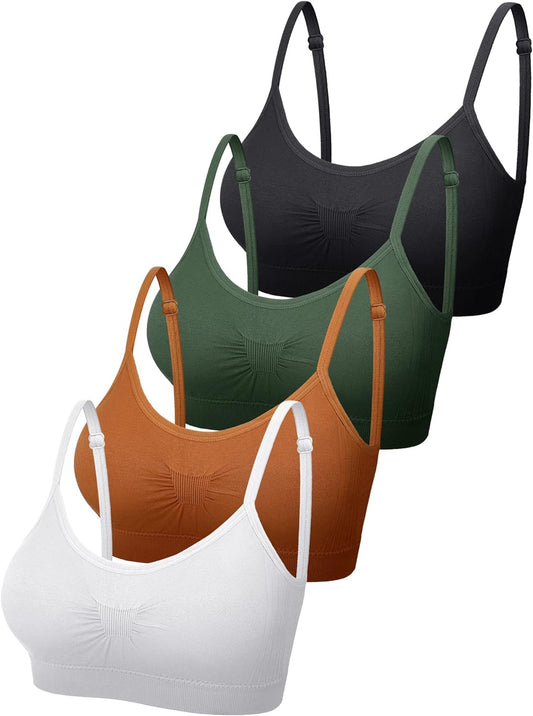 4 Pieces Bralette Neck Cami Bra Wireless Tank Top Bra Sports Bra for Women Girls