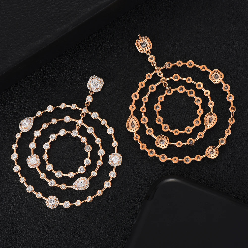 Lucky Circle Necklace Jewelry for Women Wedding Party Full Cubic Zircon Dubai Bridal Jewelry Gift