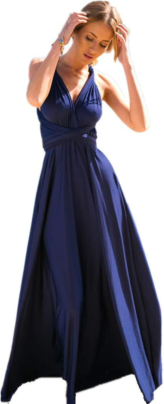 Women Transformer Evening Long Prom Dress Multi-Way Wrap Convertible Floor Length Wedding Halter Maxi Gown High Elasticity