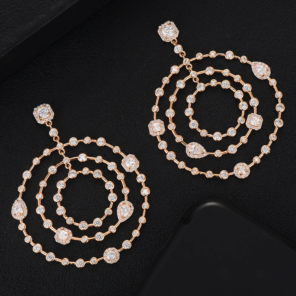 Lucky Circle Necklace Jewelry for Women Wedding Party Full Cubic Zircon Dubai Bridal Jewelry Gift